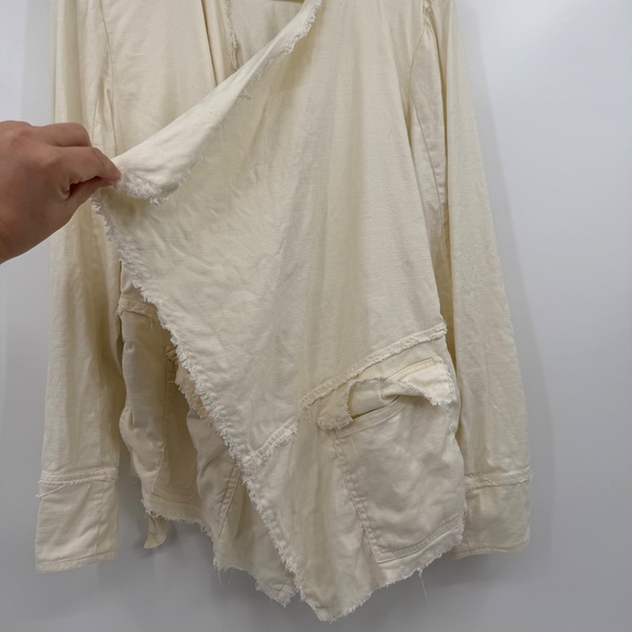 Free People Jacket Women Medium Ivory Rae Femme Linen Blend Waterfall Raw Hem - Picture 5 of 14